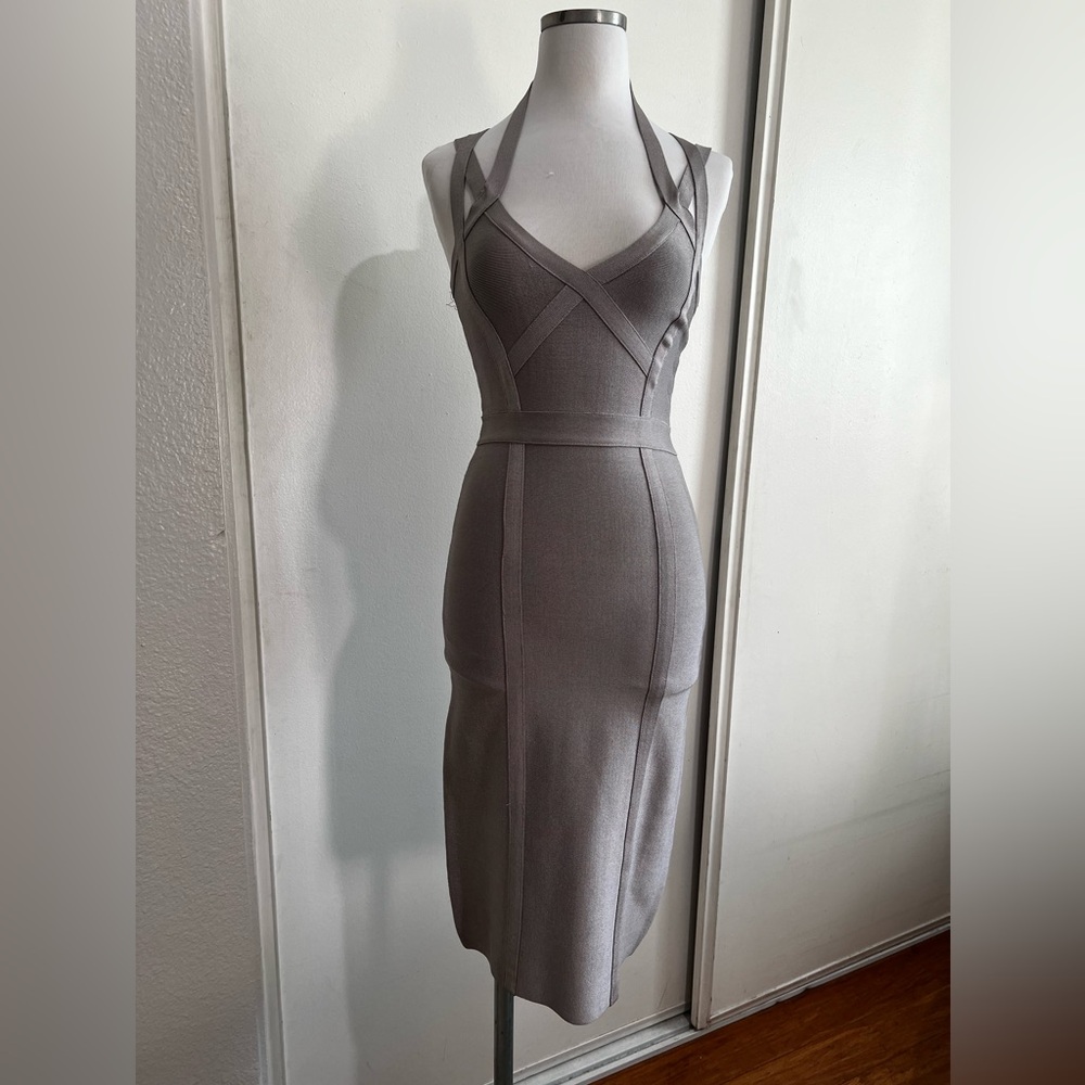 Bebe  3 Strap Midi Bandage Dress